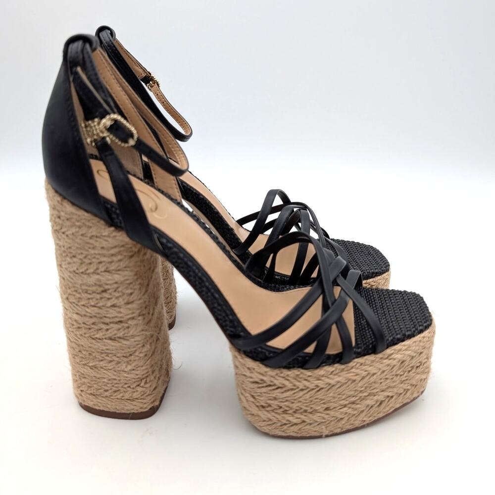 Sam Edelman Kade Platform Sandals Women's Black Leather Size US8M EU38.5 - Picture 3 of 10